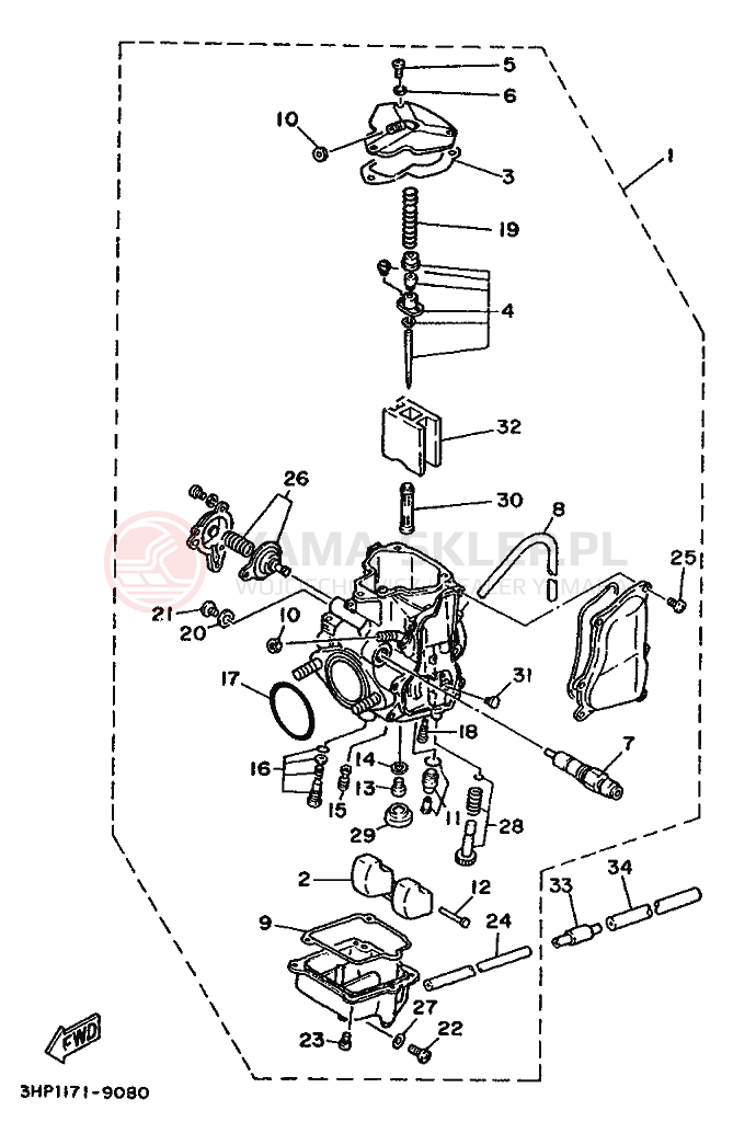 Schemat "Gaźnik" do Yamaha YFM350ER