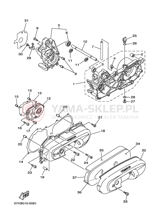 Schemat "Obudowa silnika" do Yamaha YG50Z JOG Z