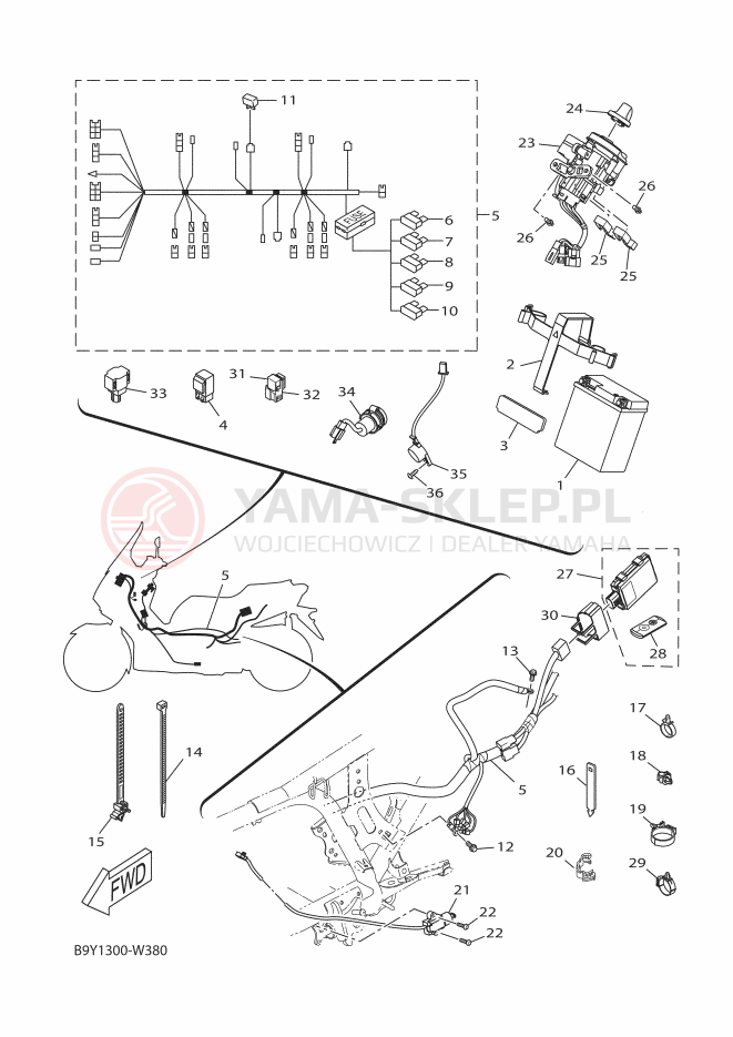Schemat "układ elektryczny" do Yamaha YP125RA