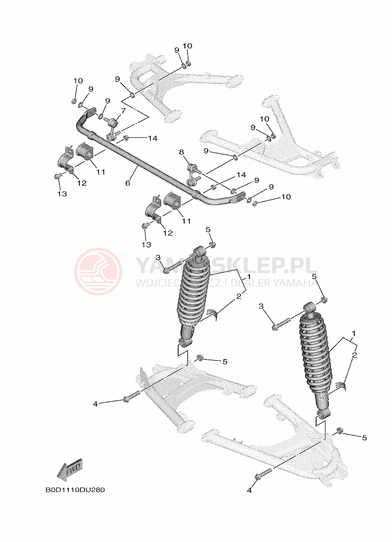 Schemat "zawieszenie tył" do Yamaha WOLVERINE X2