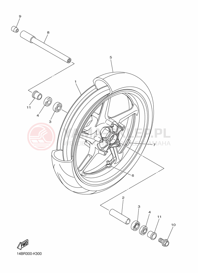 Schemat "Koło przód" do Yamaha YZF-R1E