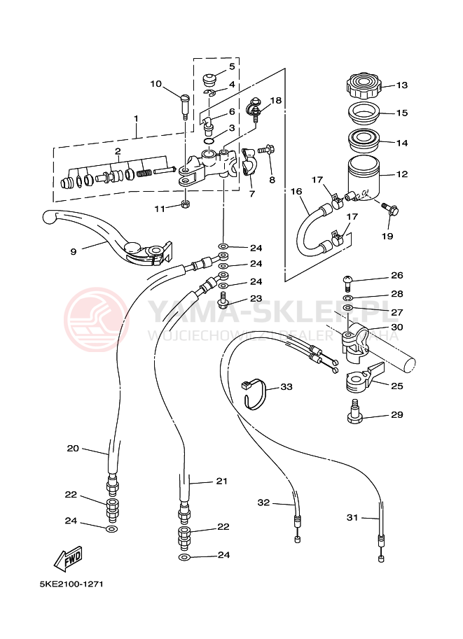 Schemat "Pompa hamulcowa przednia" do Yamaha TZ250