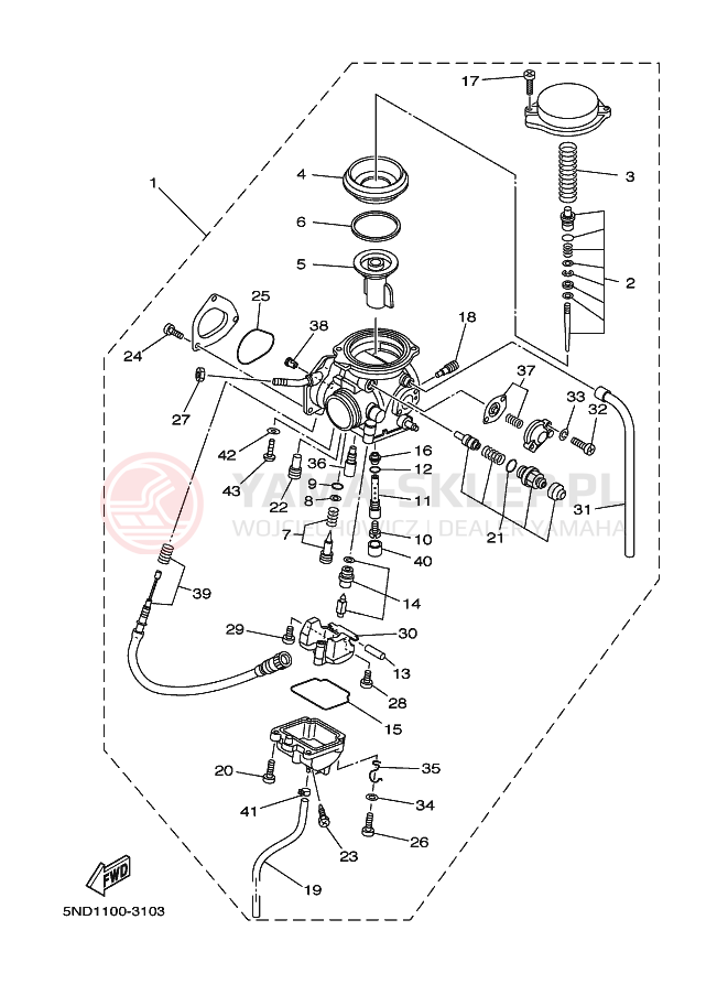 Schemat "Gaźnik" do Yamaha KODIAK 2WD