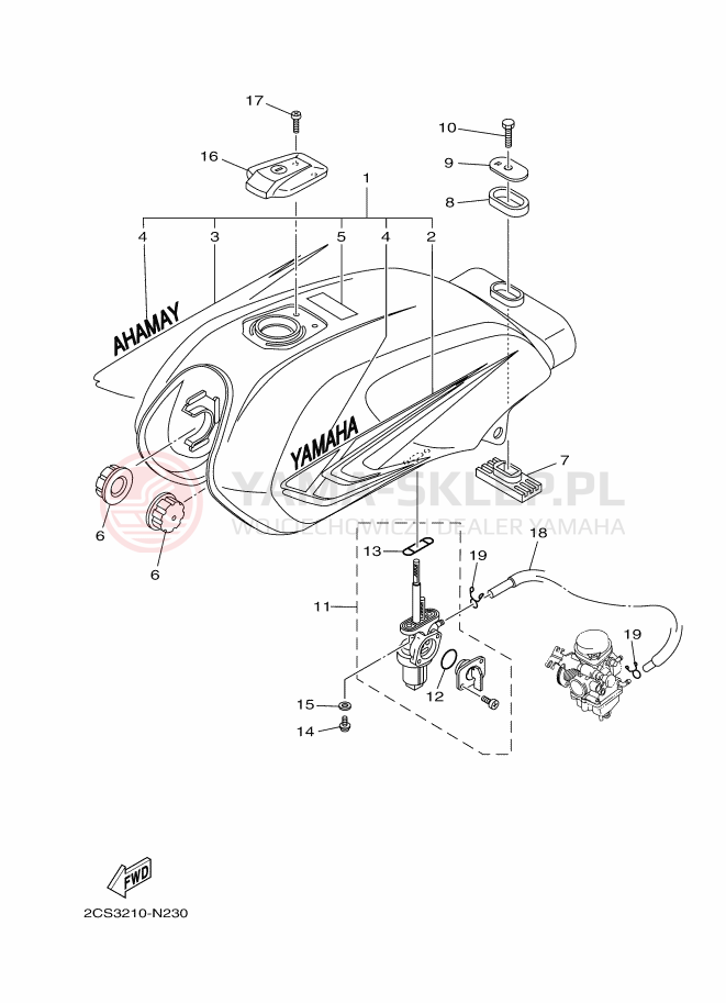 Schemat "zbiornik paliwa" do Yamaha YB125