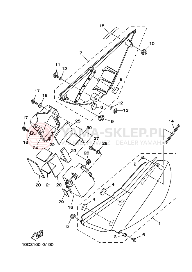 Schemat "Pokrywa boczna" do Yamaha TT-R125LWE
