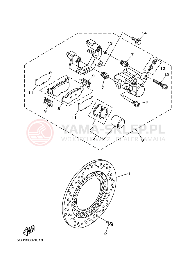 Schemat "Zacisk hamulcowy tylny" do Yamaha TMAX