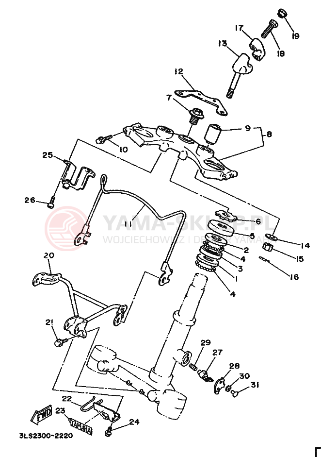 Schemat "Półki zawieszenia" do Yamaha XV250 VIRAGO