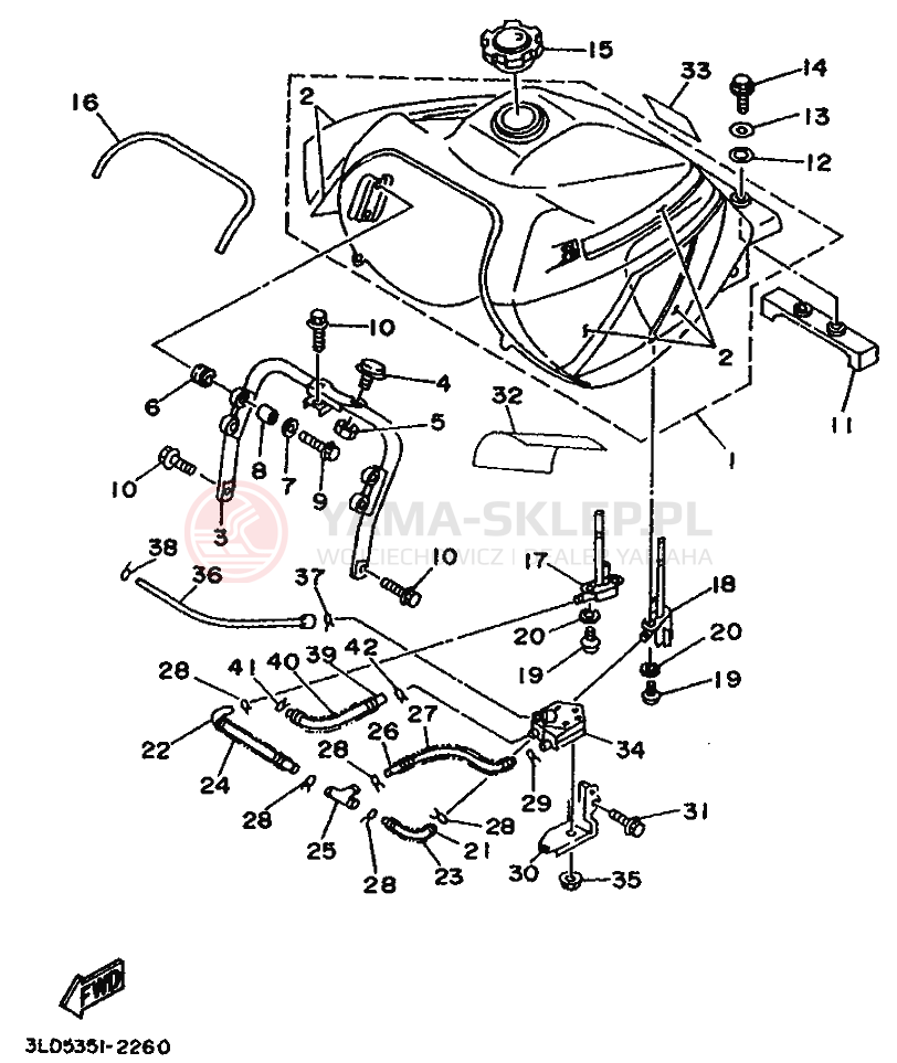 Schemat "zbiornik paliwa" do Yamaha XTZ750 SUPERTENERE