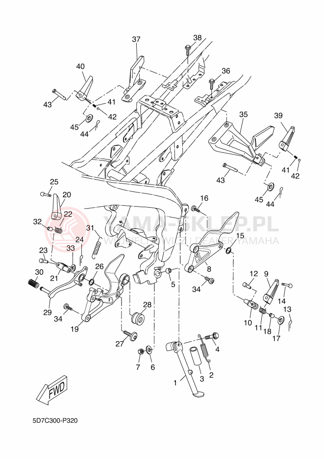 Schemat "Stopka postojowa i podnóżki" do Yamaha YZF-R125