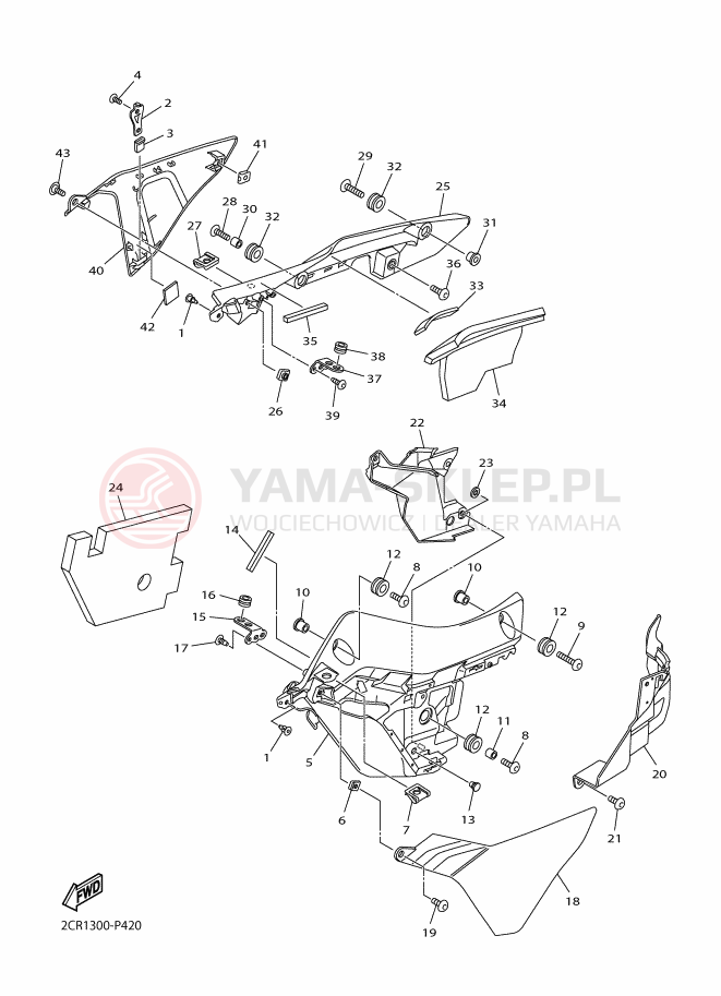 Schemat "POKRYWA SILNIKA 3" do Yamaha YZF-R1