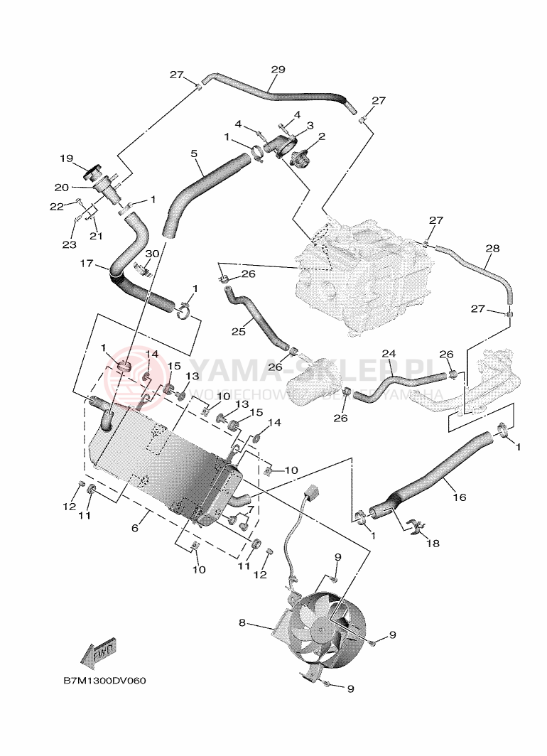Schemat "Układ chlodzenia" do Yamaha TMAX ABS