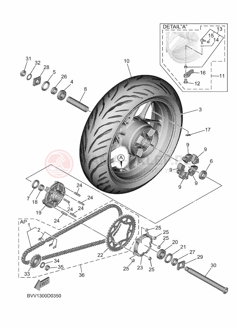 Schemat "Koło tył" do Yamaha TRACER 9 GT+ Y-AMT