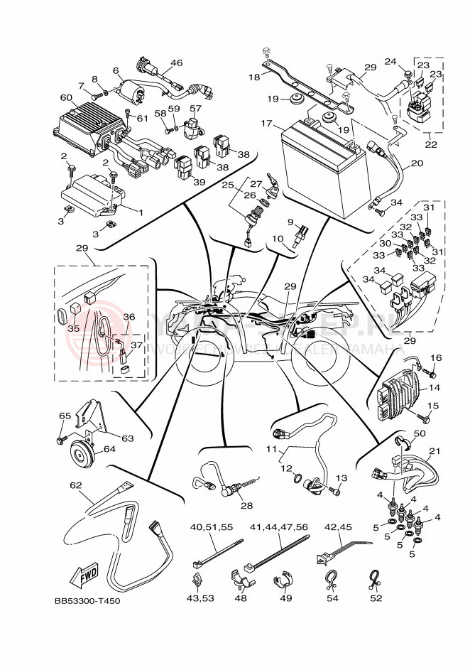 Schemat "układ elektryczny" do Yamaha KODIAK 450 EPS