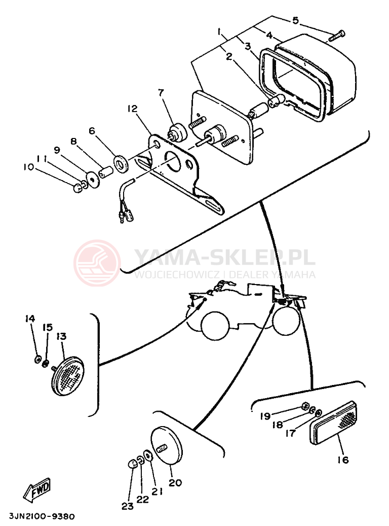 Schemat "lampa tył" do Yamaha YFU1T
