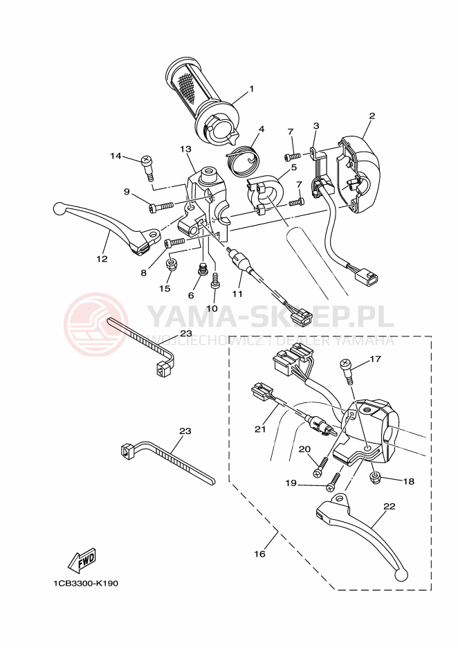 Schemat "Kierownica i osprzęt" do Yamaha EC-03