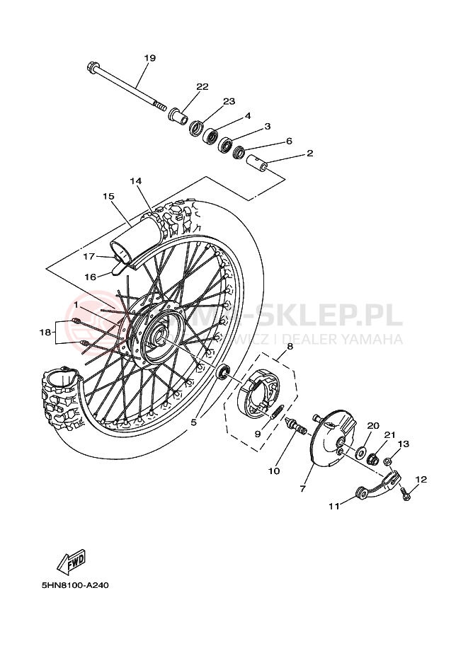 Schemat "Koło przód" do Yamaha TT-R90