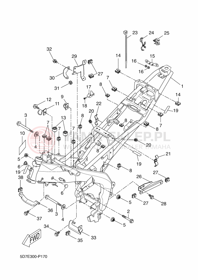 Schemat "rama" do Yamaha YZF-R125 ABS