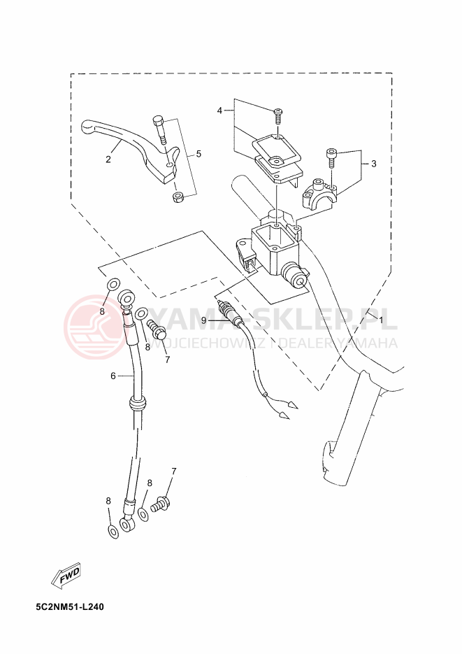 Schemat "Pompa hamulcowa przednia" do Yamaha NEOS 4