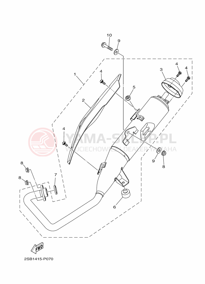 Schemat "Wydech końcowy" do Yamaha YS125