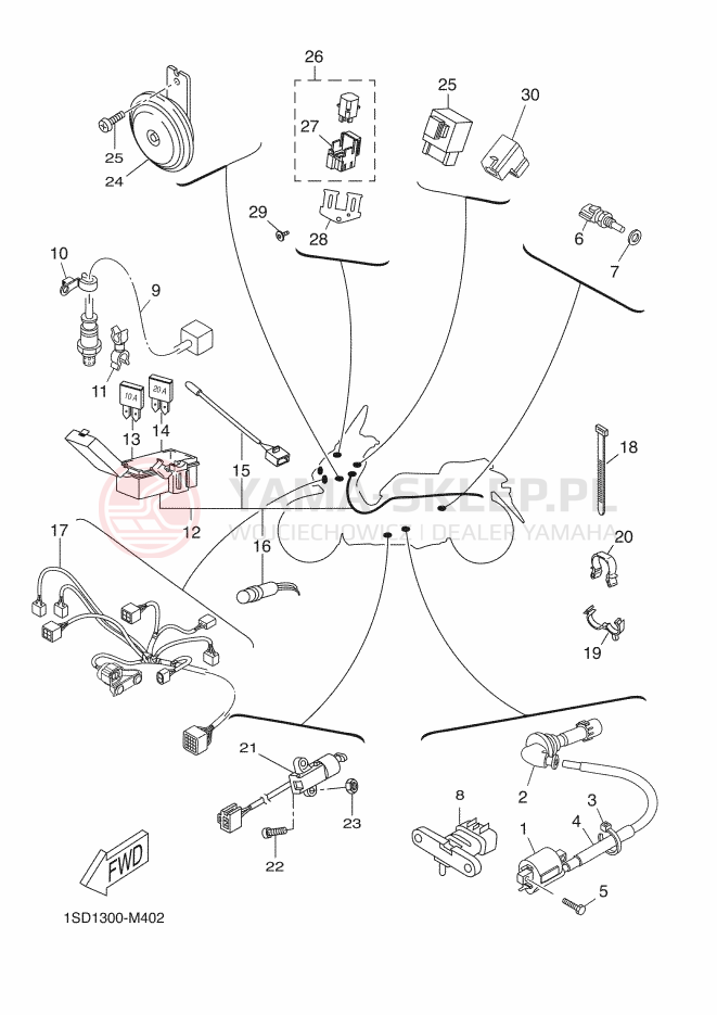 Schemat "układ elektryczny" do Yamaha X-MAX 400