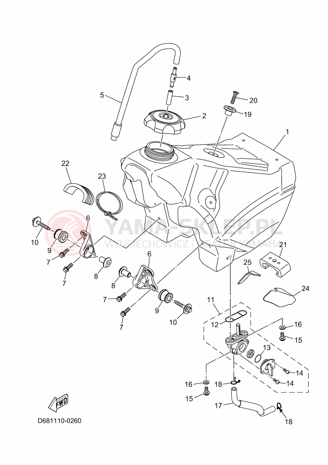 Schemat "zbiornik paliwa" do Yamaha YZ125