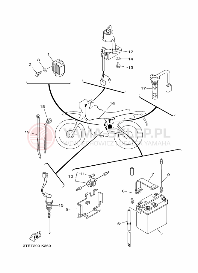Schemat "układ elektryczny" do Yamaha DT175