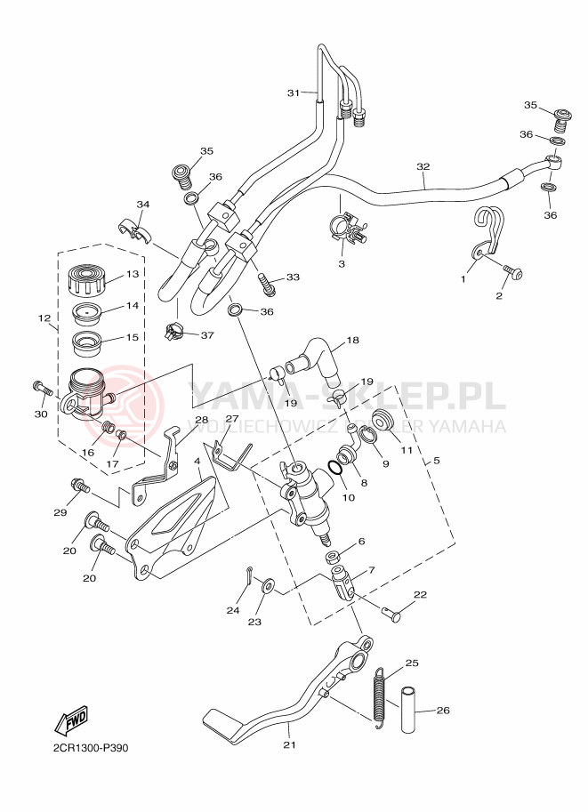 Schemat "Pompa hamulcowa tył" do Yamaha YZF-R1M