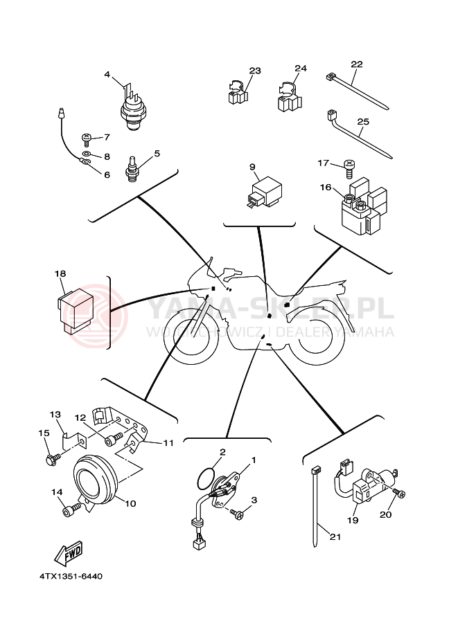 Schemat "układ elektryczny" do Yamaha TDM850