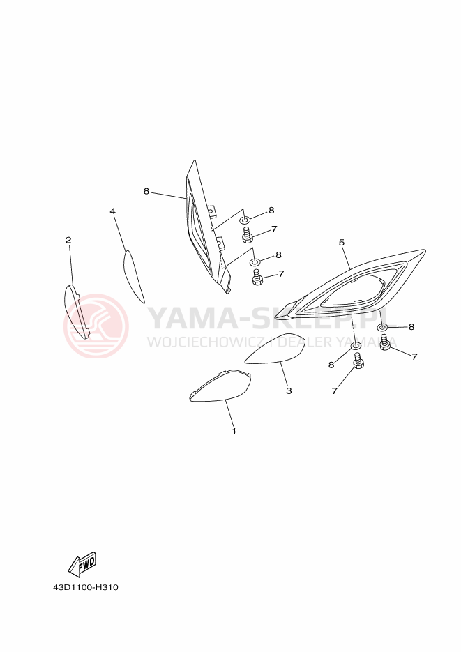 Schemat "Lampa przód" do Yamaha YFM90R