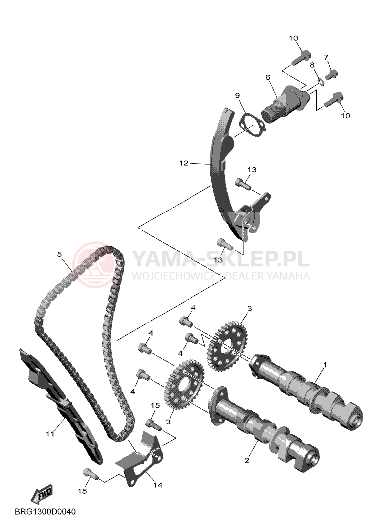 Schemat "Rozrząd - łańcuszek" do Yamaha MT-03