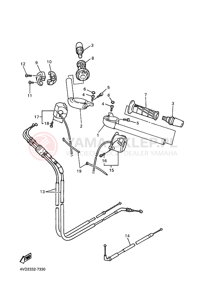 Schemat "Kierownica i osprzęt" do Yamaha YZF1000R THUNDERACE