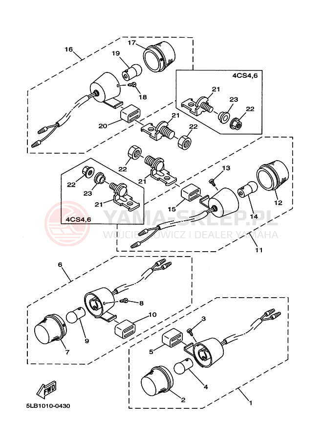 Schemat "kierunkowskazy" do Yamaha TW200