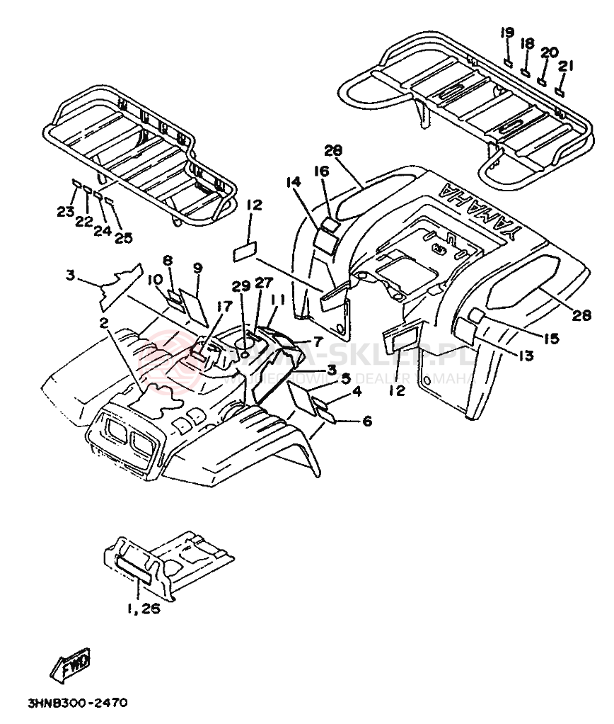 Schemat "naklejki" do Yamaha BIG BEAR 350