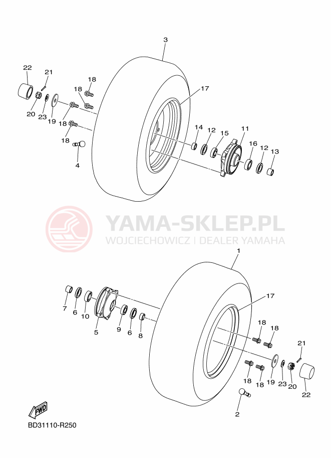 Schemat "Koło przód" do Yamaha YFM90R