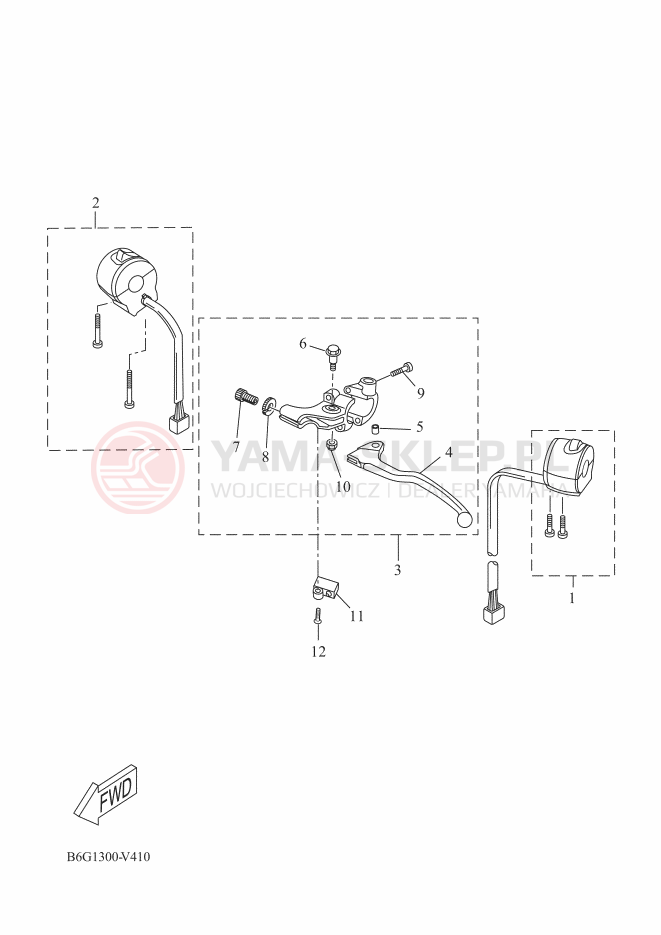 Schemat "Kierownica i osprzęt" do Yamaha MTN125-A