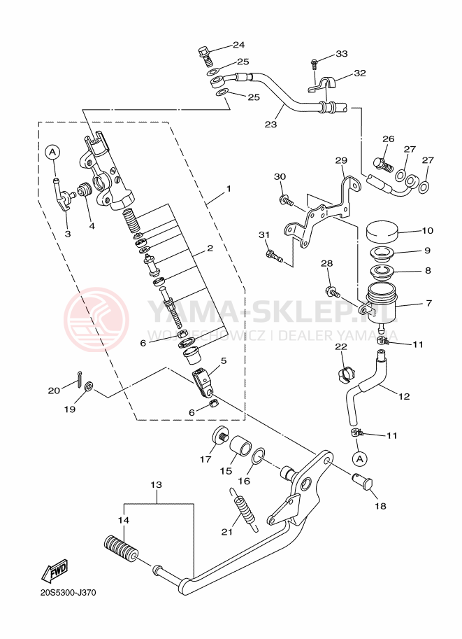 Schemat "Pompa hamulcowa tył" do Yamaha XJ6S
