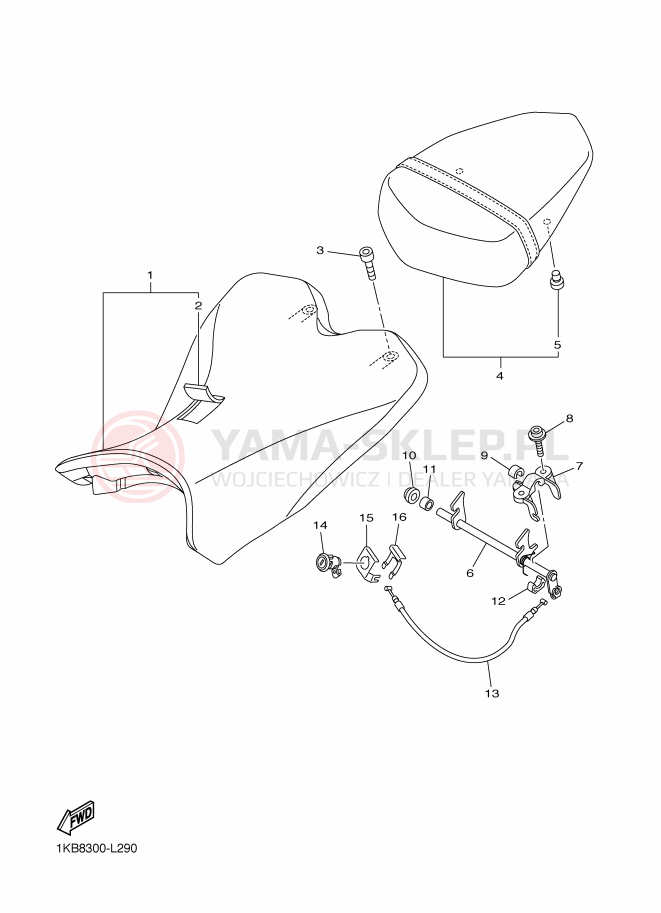 Schemat "siedzenie" do Yamaha YZF-R1