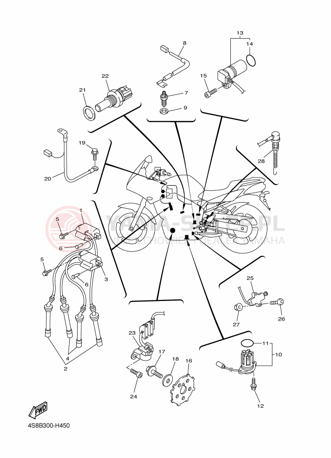 Schemat "układ elektryczny" do Yamaha FAZER