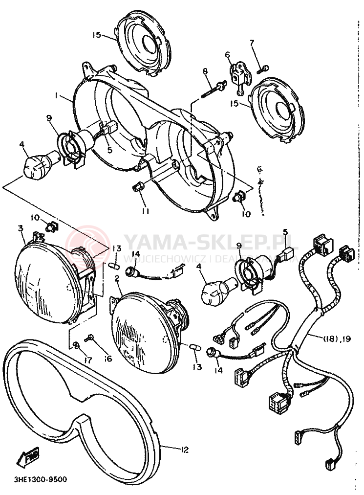 Schemat "Lampa przód" do Yamaha FZR600 GENESIS