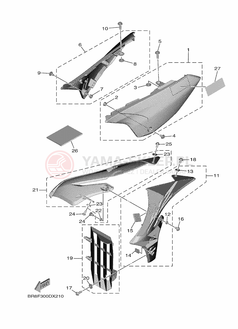 Schemat "Pokrywa boczna" do Yamaha YZ65