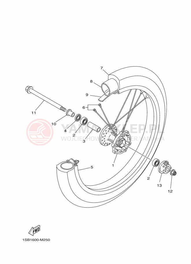 Schemat "Koło przód" do Yamaha XTZ125E