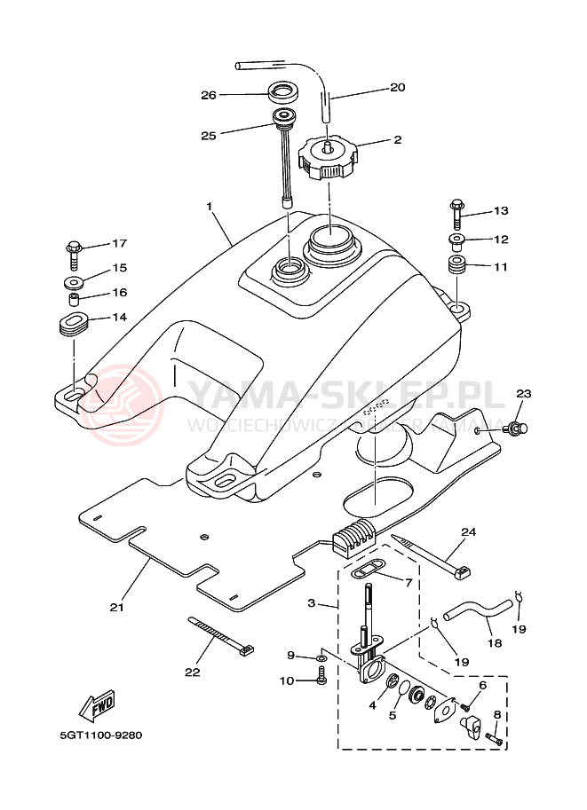 Schemat "zbiornik paliwa" do Yamaha YFM600FWA