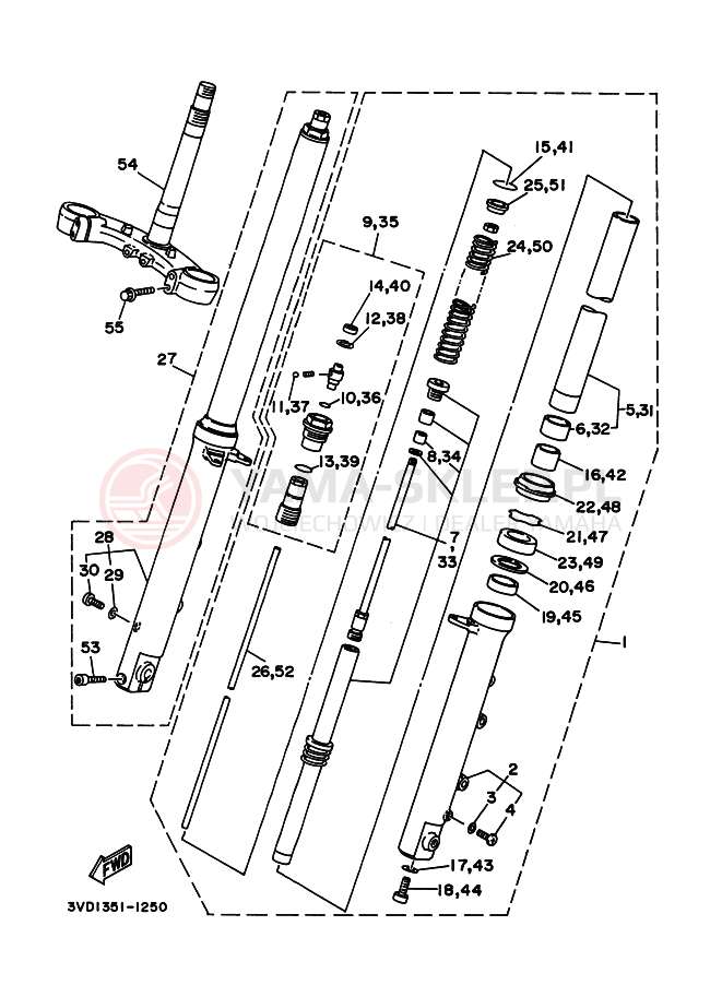 Schemat "Amortyzatory przód" do Yamaha TDM850