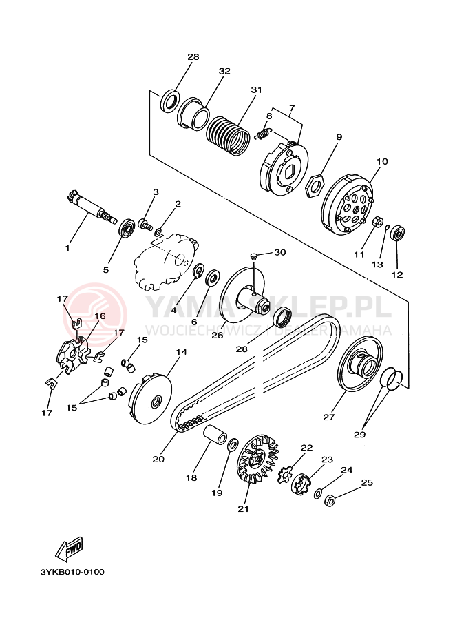 Schemat "sprzęgło" do Yamaha YG50Z JOG Z