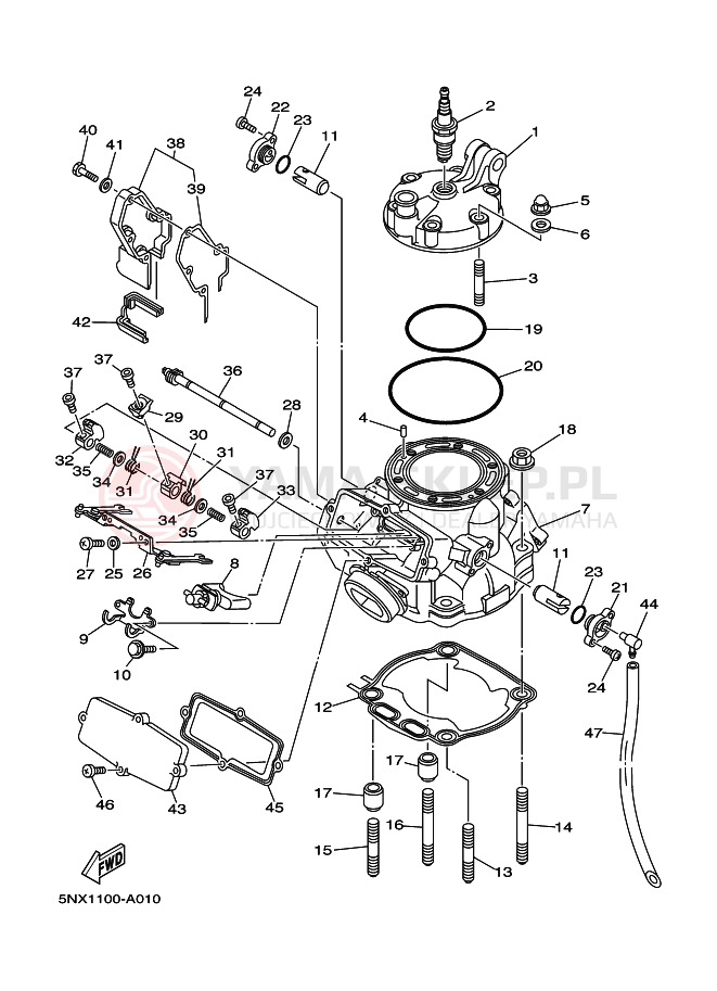 Schemat "głowica" do Yamaha YZ250X