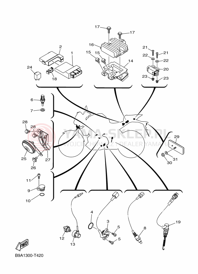 Schemat "układ elektryczny" do Yamaha MT-03