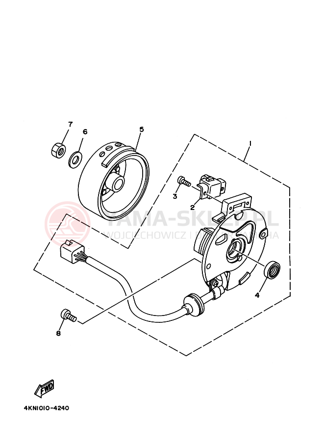 Schemat "prądnica" do Yamaha BA50N GEAR