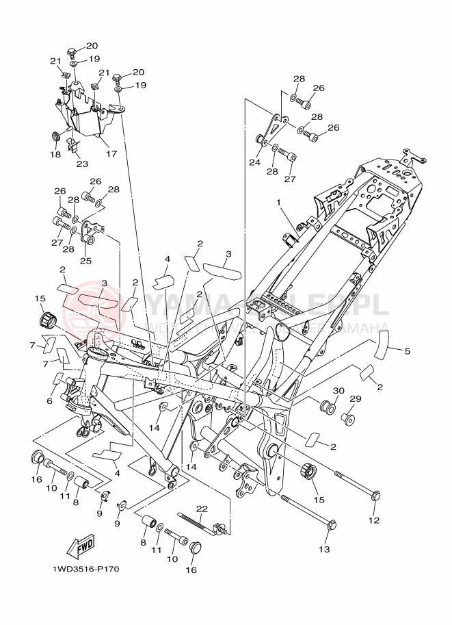 Schemat "rama" do Yamaha YZF-R25
