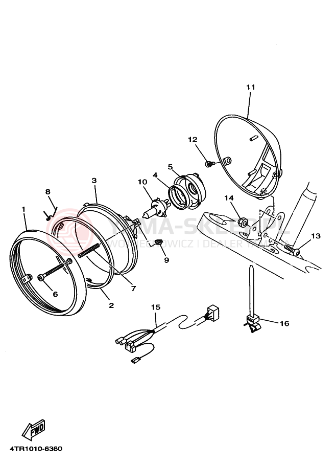 Schemat "Lampa przód" do Yamaha XVS400C DRAGSTAR CLASSIC