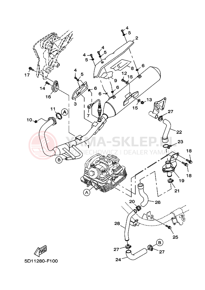 Schemat "Wydech końcowy" do Yamaha YBR250